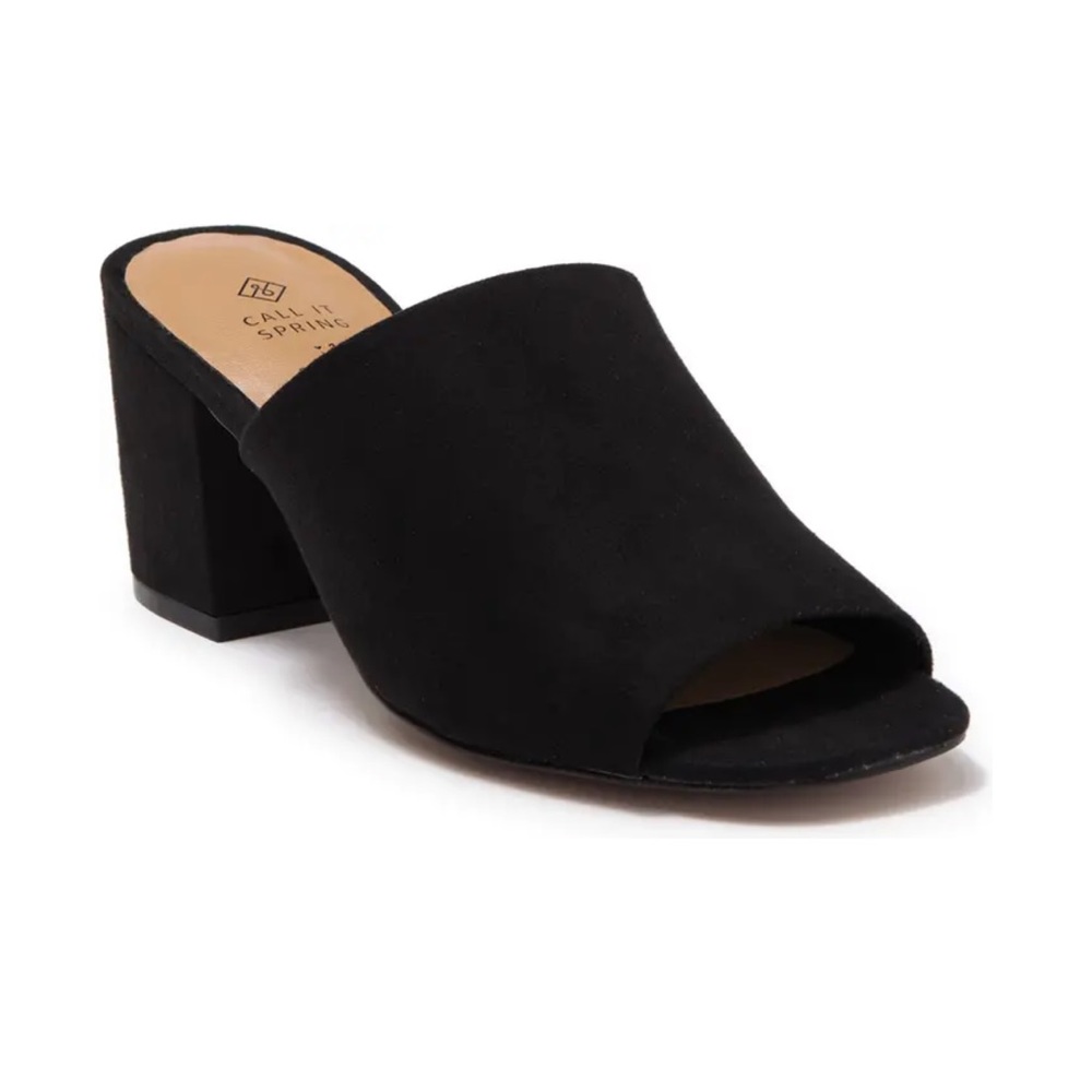 Women’s Call It Spring Tarasa Black Block Heeled Mules